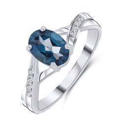 Inel din aur alb cu pietre Cubic Zirconia Incolor, Topaz London