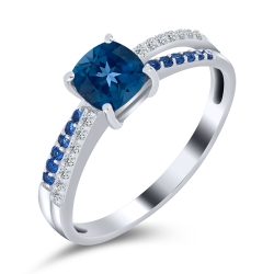 Inel din aur alb cu pietre Cubic Zirconia Incolor, Topaz London și Nanotopaz