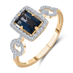 Inel din aur roz cu pietre Cubic Zirconia Incolor, Topaz London