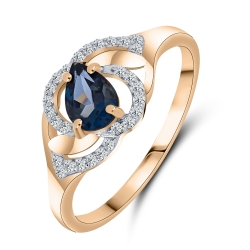 Inel din aur roz cu pietre Cubic Zirconia Incolor, Topaz London