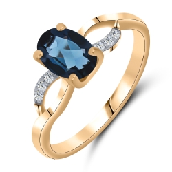Inel din aur roz cu pietre Cubic Zirconia Incolor, Topaz London