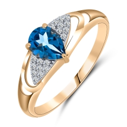Inel din aur roz cu pietre Cubic Zirconia Incolor, Topaz London