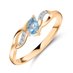Inel din aur roz cu pietre Cubic Zirconia Incolor, Topaz Swiss
