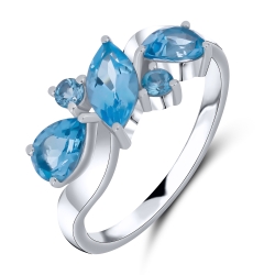 Inel din aur alb cu pietre Topaz Swiss