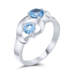 Inel din aur alb cu pietre Topaz Swiss
