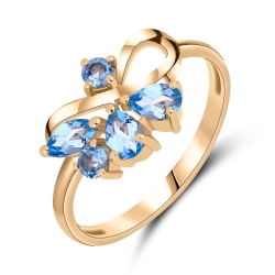 Inel din aur roz cu pietre Topaz Swiss