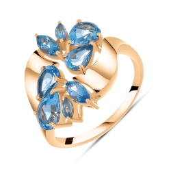 Inel din aur roz cu pietre Topaz Swiss