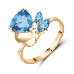 Inel din aur roz cu pietre Topaz Swiss