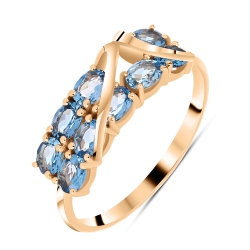 Inel din aur roz cu pietre Topaz Swiss