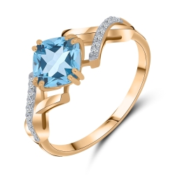 Inel din aur roz cu pietre Cubic Zirconia Incolor, Topaz Swiss