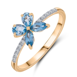 Inel din aur roz cu pietre Cubic Zirconia Incolor, Topaz Swiss