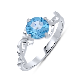 Inel din aur alb cu pietre Cubic Zirconia Incolor, Topaz Swiss