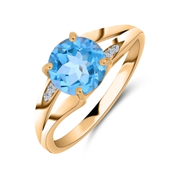 Inel din aur roz cu pietre Cubic Zirconia Incolor, Topaz Swiss