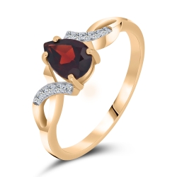 Inel din aur roz cu pietre Cubic Zirconia Incolor, Granat