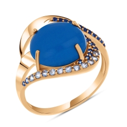 Inel din aur roz cu pietre Turcoază, Topaz Swiss și Cubic Zirconia Albastru