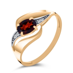 Inel din aur roz cu pietre Cubic Zirconia Incolor, Granat
