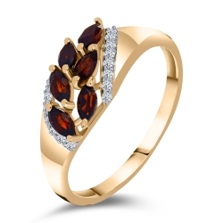Inel din aur roz cu pietre Cubic Zirconia Incolor, Granat