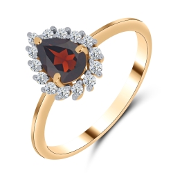 Inel din aur roz cu pietre Cubic Zirconia Incolor, Granat
