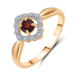 Inel din aur roz cu pietre Cubic Zirconia Incolor, Granat