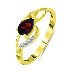 Inel din aur galben cu pietre Diamant, Granat