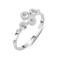 Inel din aur alb cu pietre Cubic Zirconia Incolor