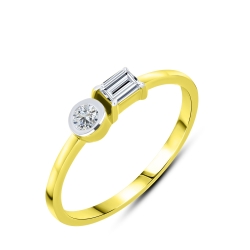 Inel din aur galben cu pietre Cubic Zirconia Incolor