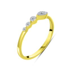Inel din aur galben cu pietre Cubic Zirconia Incolor