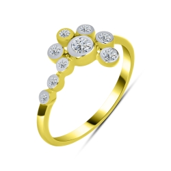 Inel din aur galben cu pietre Cubic Zirconia Incolor