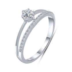 Inel din aur alb cu pietre Cubic Zirconia Incolor