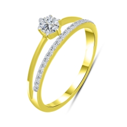 Inel din aur galben cu pietre Cubic Zirconia Incolor