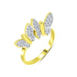 Inel din aur galben cu pietre Cubic Zirconia Incolor