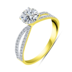 Inel din aur galben cu pietre Cubic Zirconia Incolor