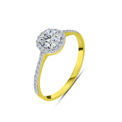 Inel din aur galben cu pietre Cubic Zirconia Incolor
