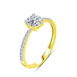 Inel din aur galben cu pietre Cubic Zirconia Incolor