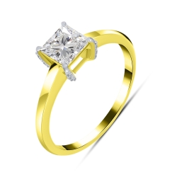 Inel din aur galben cu pietre Diamant crescut