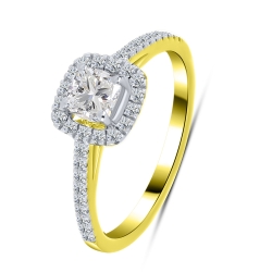 Inel din aur galben cu pietre Diamant crescut