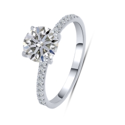 Inel din aur alb cu pietre Diamant crescut