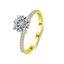 Inel din aur galben cu pietre Diamant crescut