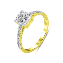 Inel din aur galben cu pietre Diamant crescut