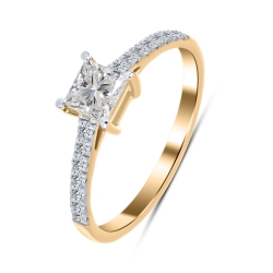 Inel din aur roz cu pietre Diamant crescut