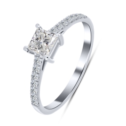 Inel din aur alb cu pietre Diamant crescut