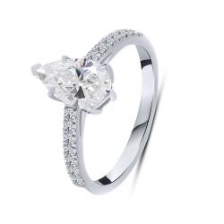 Inel din aur alb cu pietre Diamant crescut