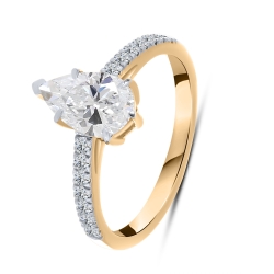 Inel din aur roz cu pietre Diamant crescut