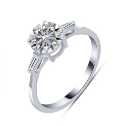 Inel din aur alb cu pietre Diamant crescut