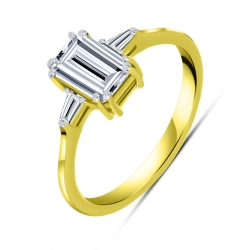 Inel din aur galben cu pietre Diamant crescut