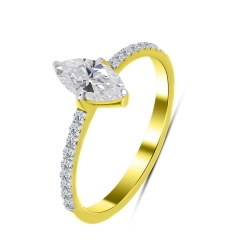 Inel din aur galben cu pietre Diamant crescut