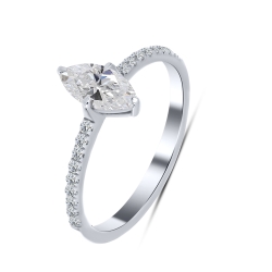 Inel din aur alb cu pietre Diamant crescut