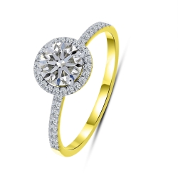 Inel din aur galben cu pietre Diamant crescut