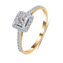 Inel din aur roz cu pietre Diamant crescut