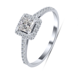 Inel din aur alb cu pietre Diamant crescut